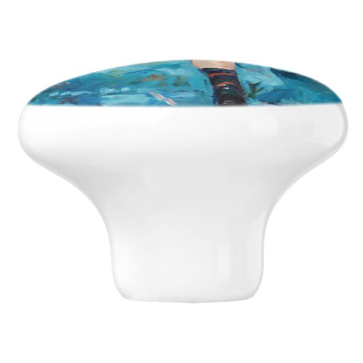 Mary Cassatt - klein meisje in een blauwe stoel Keramische Knop (Zijkant)