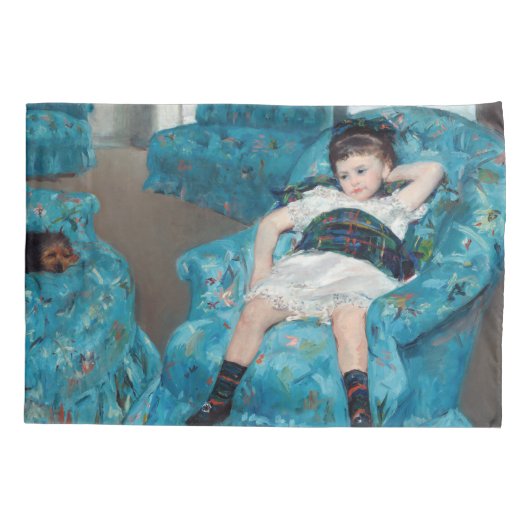 Mary Cassatt - klein meisje in een blauwe stoel Kussensloop (Achterkant)