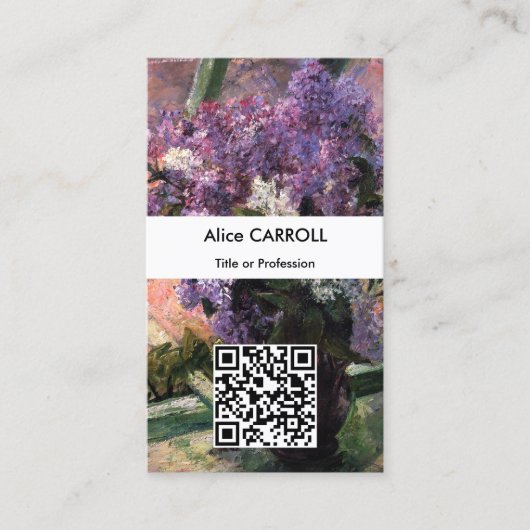 Mary Cassatt - Lilacs in a Window - QR Code Visitekaartje (Voorkant)
