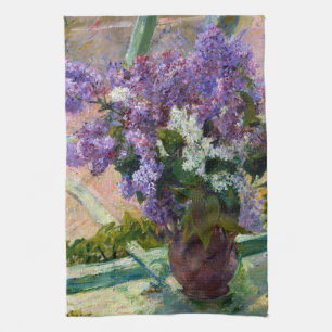 Mary Cassatt Lilacs in een raam Theedoek