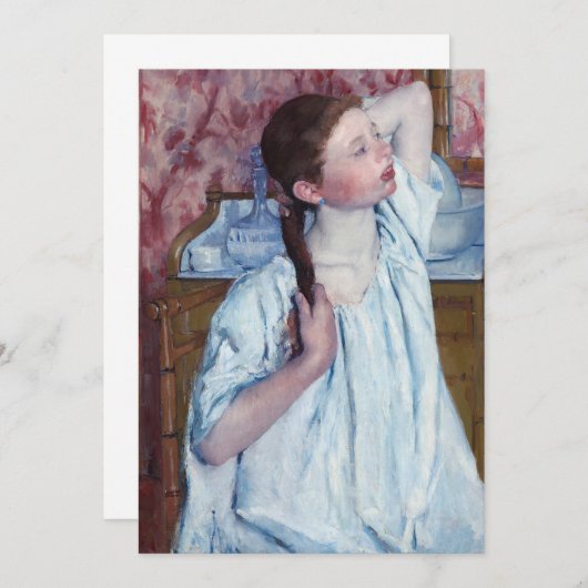Mary Cassatt - Meisje dat haar haar doet Bedankkaart (Voorkant / Achterkant)