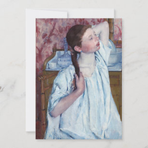 Mary Cassatt - Meisje dat haar haar doet Bedankkaart