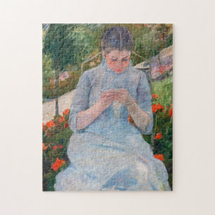 Mary Cassatt - Meisje dat naait in een tuin Legpuzzel