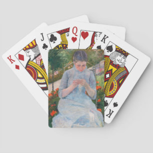 Mary Cassatt - Meisje dat naait in een tuin Pokerkaarten