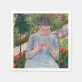 Mary Cassatt - Meisje naait in een tuin Servet