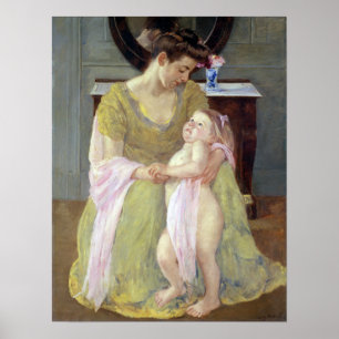 Mary Cassatt Moeder en Kind met een Roos Scarf Poster