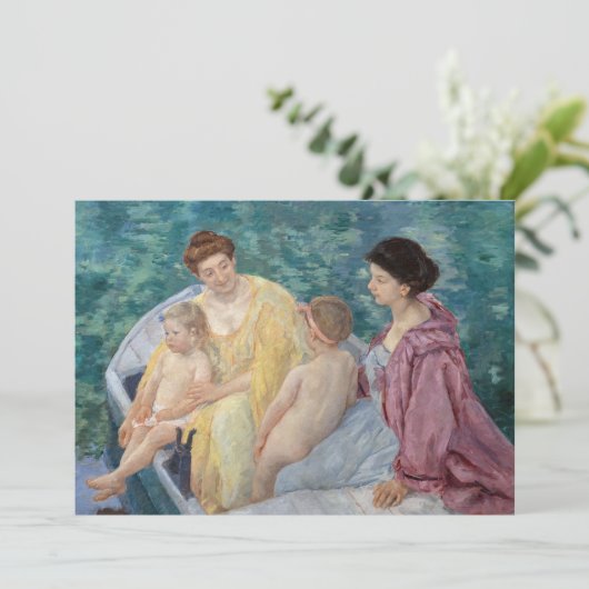 Mary Cassatt - Twee moeders en kinderen in een boo Kaart (Staand voorkant)