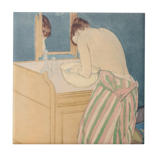 Mary Cassatt - Vrouw Bathing Tegeltje (Voorkant)
