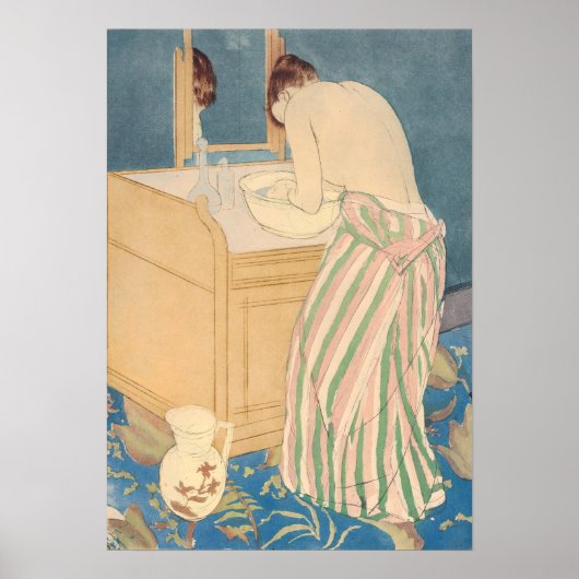 Mary Cassatt - Vrouw die een bad neemt Poster (Voorkant)