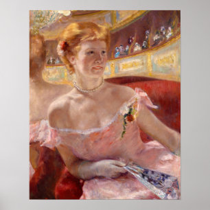 Mary Cassatt - Vrouw met Pearl Ketting in een Loge Poster