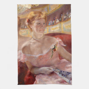Mary Cassatt - Vrouw met Pearl Ketting in een Loge Theedoek