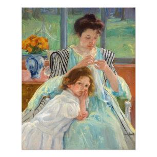 Mary Cassatt - Young Moeder Sewing Foto Afdruk