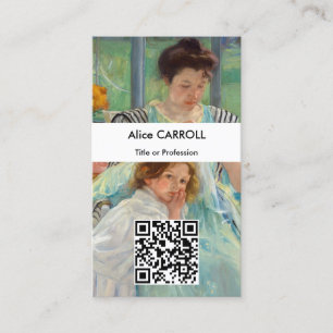 Mary Cassatt - Young Moeder Sewing - QR-code Visitekaartje
