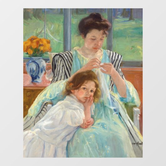 Mary Cassatt - Young Moeder Sewing Raamsticker (Vel)
