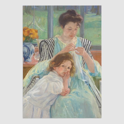 Mary Cassatt - Young Moeder Sewing Tissuepapier
