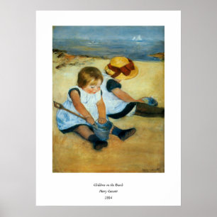 Mary Cassatt's kinderen op de strand (1884) Poster