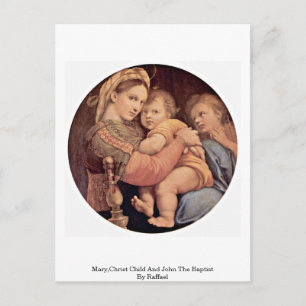 Mary, Christus Kind en John De Baptist van Raffael Briefkaart