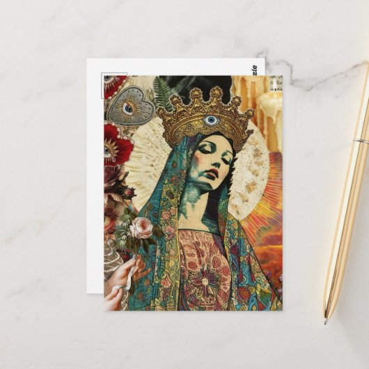 Mary Collage Briefkaart (Voorkant / Achterkant in situ)