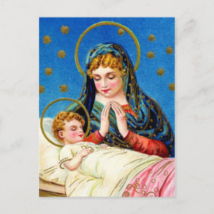 Mary en een slapende Baby Jezus Briefkaart