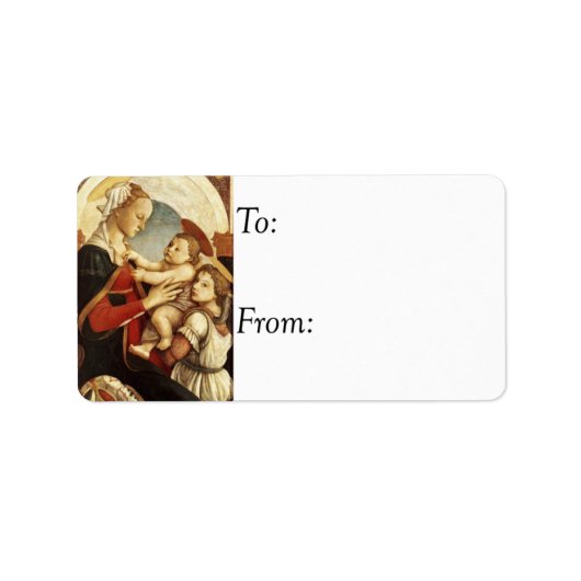 Mary en Jezus met Angel  Gift Label (Voorkant)