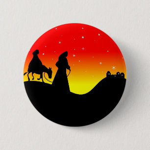 Mary en Joseph Ronde Button 5,7 Cm