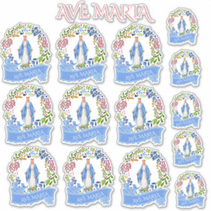 Mary Floral Wreath Vinyl Sticker