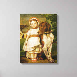 Mary Fox met haar Spaanse wijzerhond (G.F. Watts) Canvas Afdruk