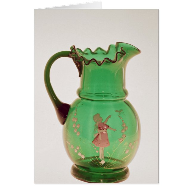 Mary Gregory green jug met ontslagen enamel (Voorkant)