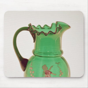 Mary Gregory green jug met ontslagen enamel Muismat