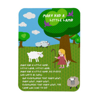 Mary Had a Little Lamb Nursery Rhyme Magnet Magneet