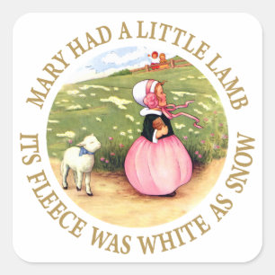 Mary had een kleine lamp vierkante sticker