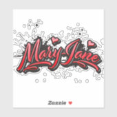 Mary-Jane red Heart Graffiti Aufkleber Sticker (Vel)
