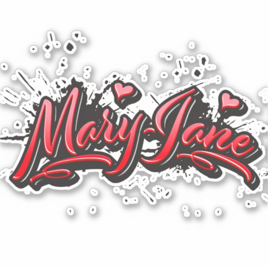 Mary-Jane red Heart Graffiti Aufkleber Sticker (Voorkant)
