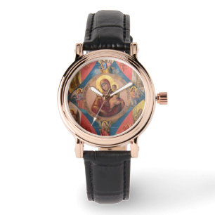 Mary, Jesus, And Angels Horloge
