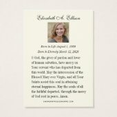 Mary Jesus Funeral Memorial Prayer Holy Card (Dos)