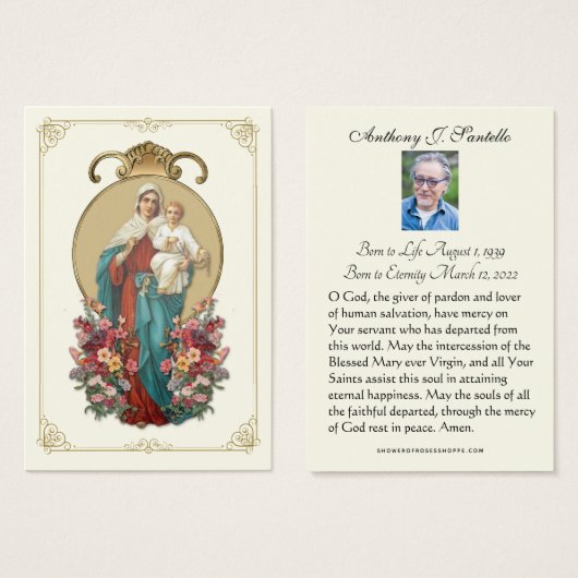Mary JesusFuneral Memorial Prière Carte Sainte (Devant & derrière)