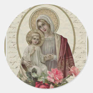 Mary Jezus  Rozen Ronde Sticker