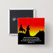 Mary & Joseph, Bijbelscriptie Verse Vierkante Button 5,1 Cm (Voorkant /achterkant)