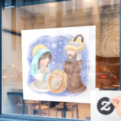 Mary, Joseph en Baby Jesus Raamsticker (Cafe Raam)