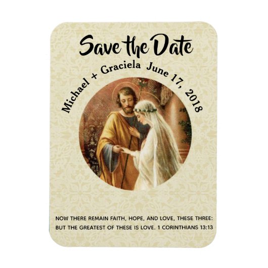 Mary Joseph Katholiek SAVE THE DATE Bruiloft Magneet (Verticaal)
