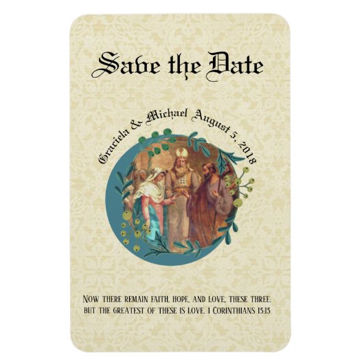 Mary Joseph Katholiek SAVE THE DATE Bruiloft Magneet (Verticaal)