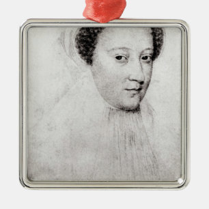 Mary, koningin der Schotten in witte rouw, 1560 Metalen Ornament
