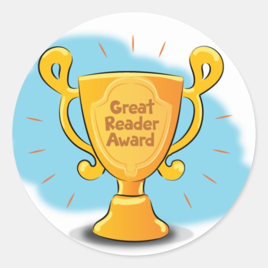 Mary leest de Sticker "Great Reader Award" (Voorkant)