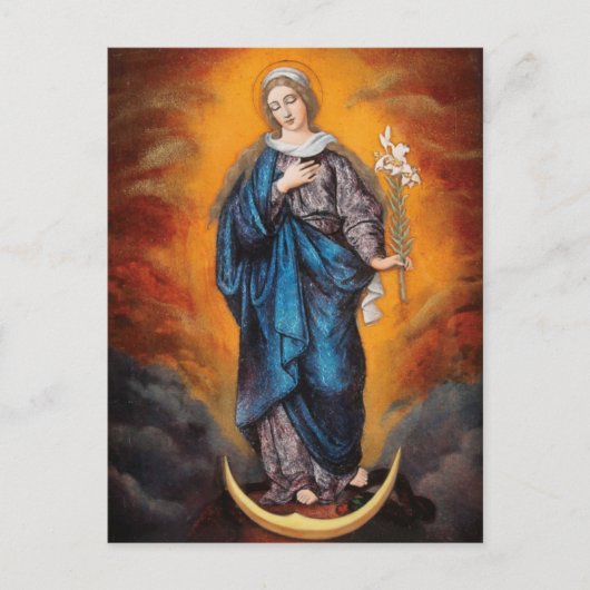 Mary, Madonna Lily, Crescent Moon Briefkaart (Voorkant)