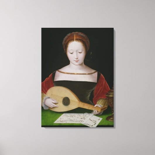 Mary Magdalene die een Lute speelt Canvas Afdruk (Voorkant)