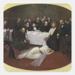 Mary Magdalene in het huis van de Pharisee Vierkante Sticker