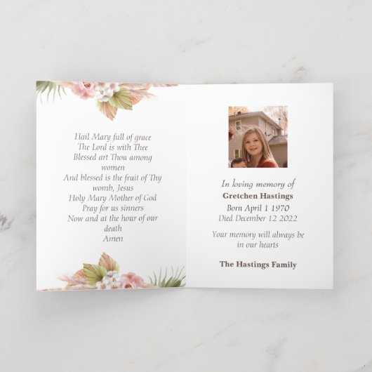 Mary Modern Catholic Funeral - Carte de prière (Couchage intérieur)