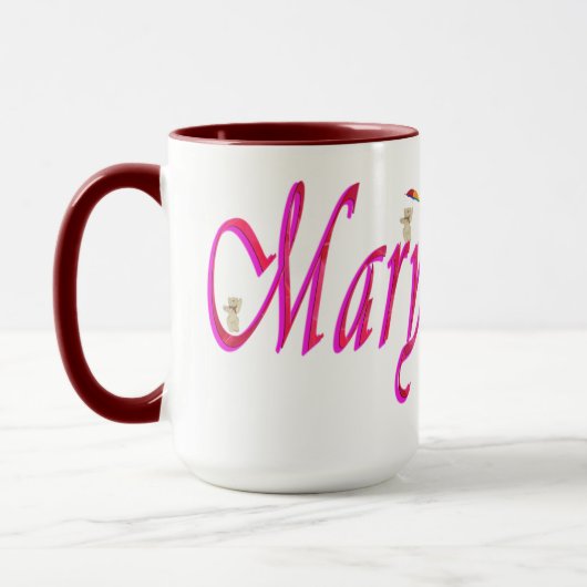 Mary, Naam, Logo, Maroon Combo Koffie Mok (Links)