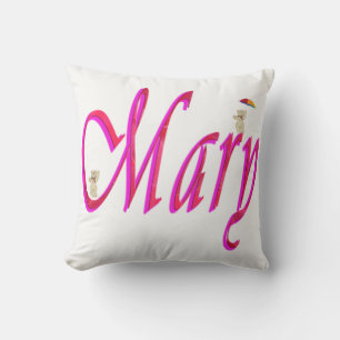 Mary, naam, Logo, White Throw Cushion. Kussen