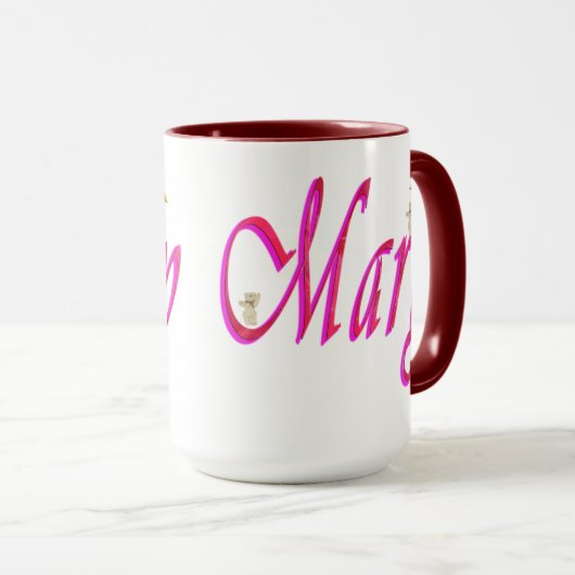 Mary, Nom, Logo, Maroon Combo Coffee Mug (Devant droit)